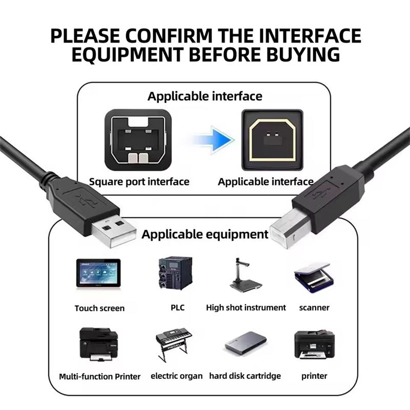 Καλώδιο Εκτυπωτή USB Τύπου B Αρσενικό σε Αρσενικό Καλώδιο USB 2.0 για MacBook HP Canon Epson Dell ZJiang Εκτυπωτής Ετικετών Καλώδιο Εκτυπωτή USB 2.0