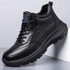 High Quality Cow Leather Sneakers Men Autumn Winter Fashion Casual Cotton Shoes Male High Top Black Sports Platform Shoes Man