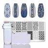 2Pcs/Set Nails Art Stamp Plates Leaf Flower Stainless Steel Stencils Nail Printing Image Manicure Stamping Tools