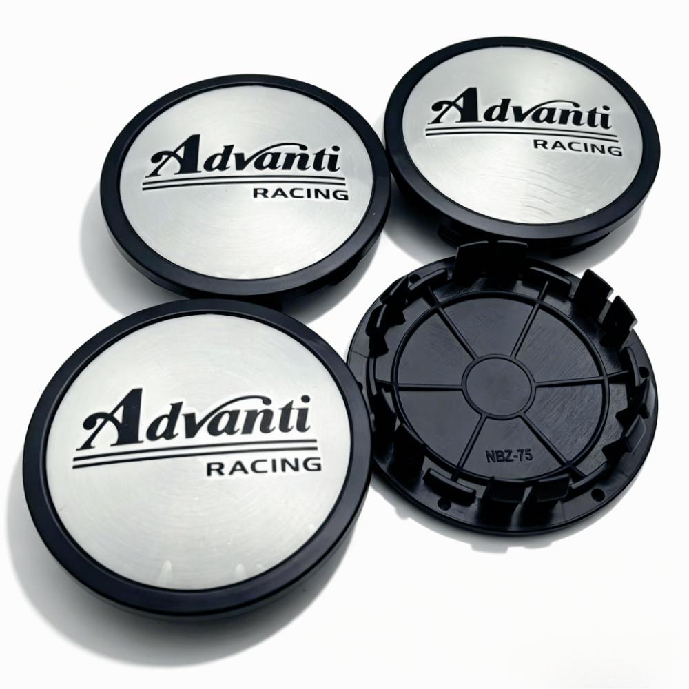 4pcs Advanti Racing Logo Badge Car Wheel Center Caps 75MM Clips 65MM Rim Hubcaps Dust Cover Wheels Hub Dust Cap Car Accessories