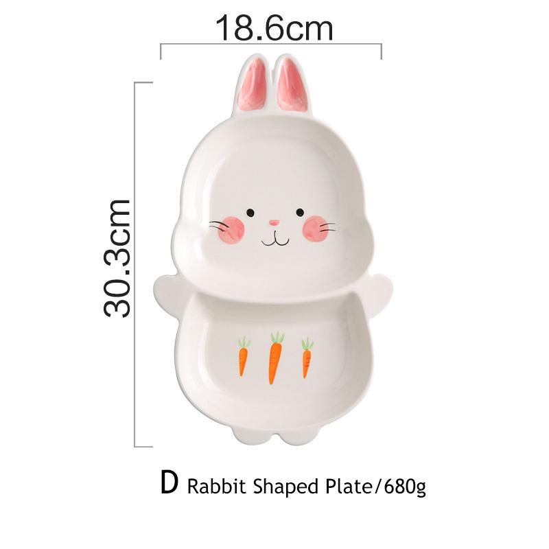 1pc Animal Zoo Dinner Plate Rabbit Bowl Mug Dinnerware Ceramic Porcelain Baby Bear Feeding Dish Children Tableware