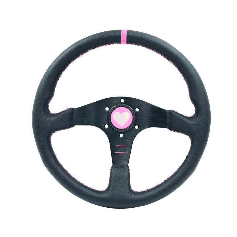 Car Modification Racing Leather/frosted Steering Wheel, Competitive Sports 14 Inch Flat Universal Steering Wheel