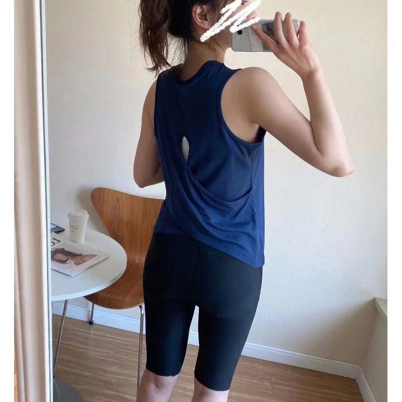 

Sports Vest Women s Summer Loose Casual Workout Clothes Sleeveless Breathable Blouse Running Base Yoga Jacket Blue L