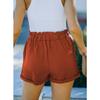 Women Summer Solid Color High Waist Loose Lace Up Pocket Casual Shorts