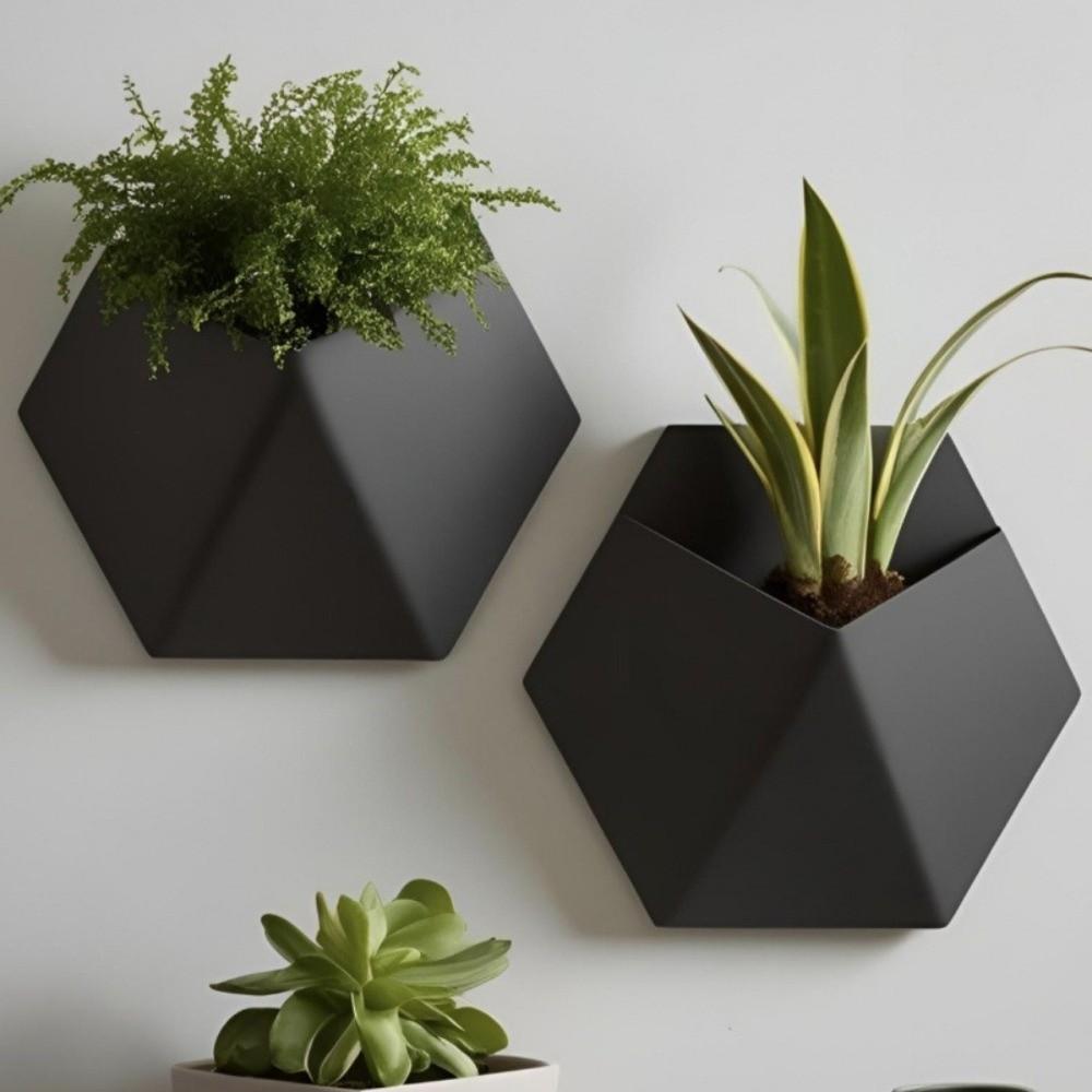 Wall-Mounted Hexagonal Flower Pot Geometric Growing Pots Wall Hanging Planter  Indoor Plants