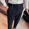 Men's Korean Style High-Waisted Straight Casual Trousers - Fashionable and Trendy Naples Design.