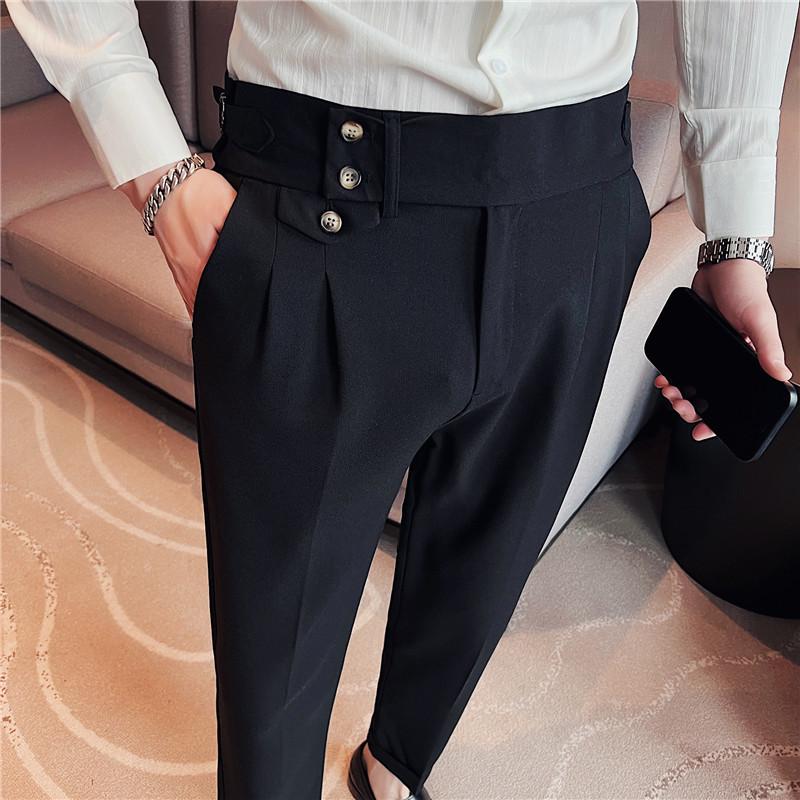 Men's Korean Style High-Waisted Straight Casual Trousers - Fashionable and Trendy Naples Design.