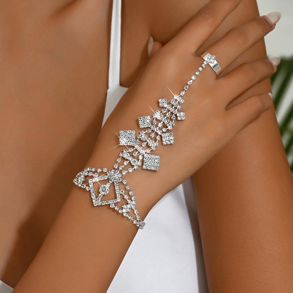 Nachtparty Schmuck Modisch Exquisit Strass Fingerarmband Damen Luxuriös Glänzend Voll Diamant Rückenkette