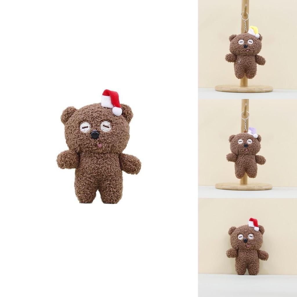 Cartoon Bear Plush Doll Accessory With Red Hat For Collectors And Kids