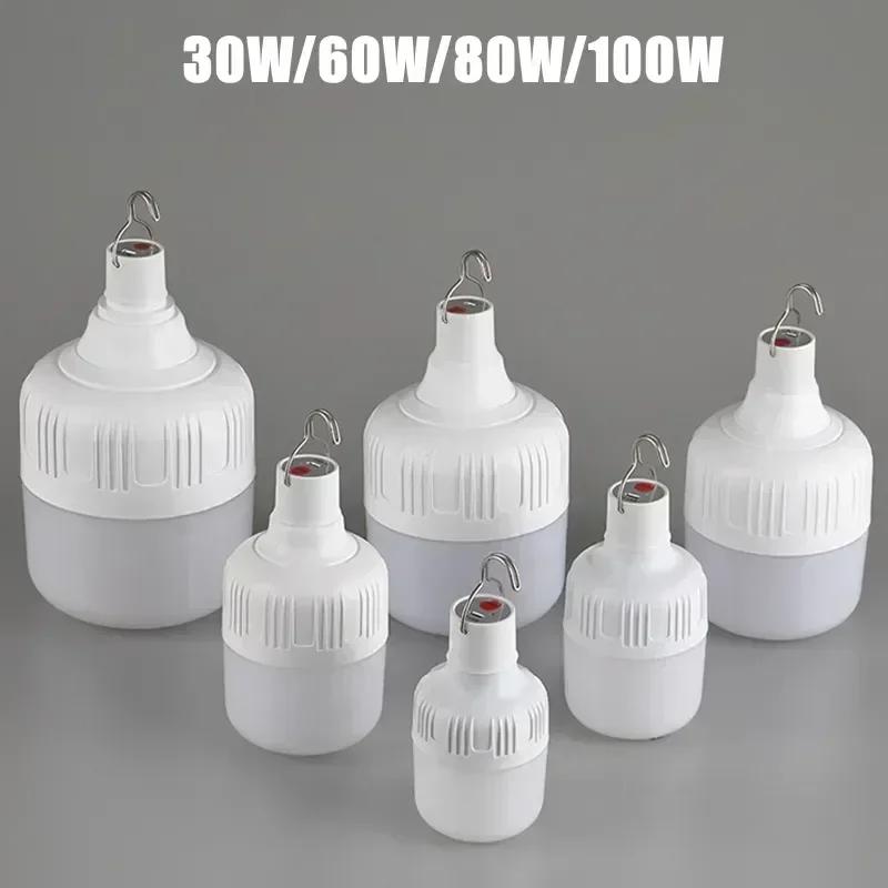 Camping Light Rechargeable Emergency Lamp Outdoor Portable Lanterns with Hook for Tents Battery Bulb