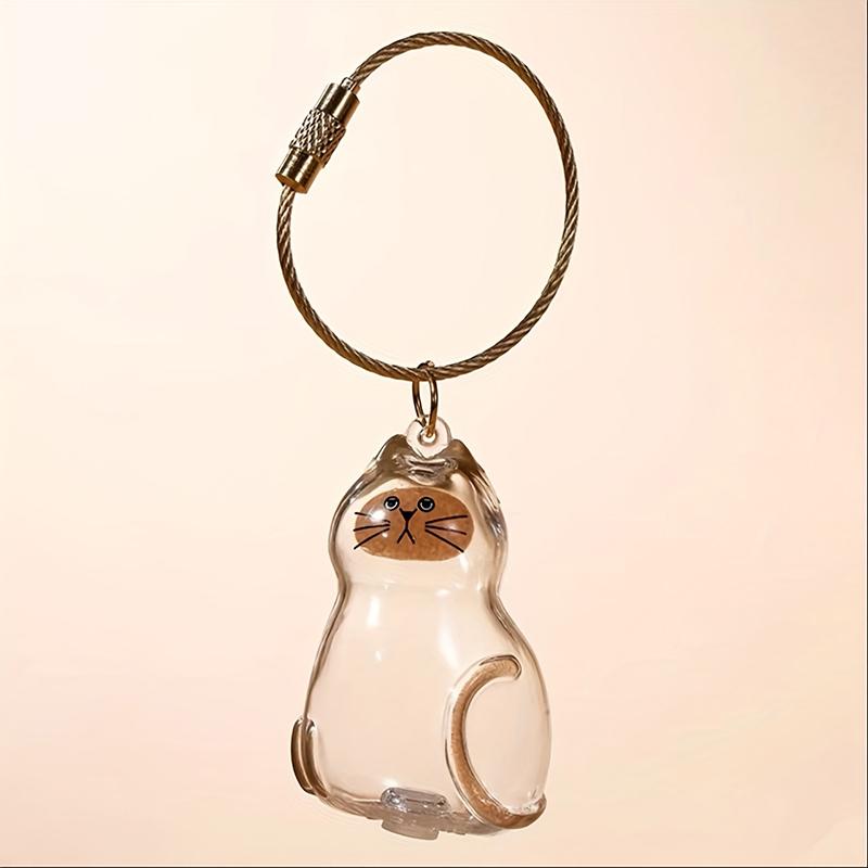 1PC Memorial Pet Fur Storage Pendant Transparent Cat Storage Keychain Cat Hair Preservation Keyring Accessory Cat 5x4cm