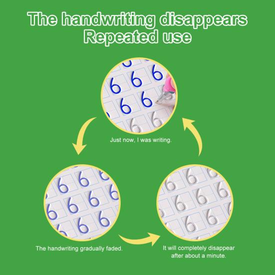 4Pcs Writing Exercise Book for Children Ages 3-10 Handwriting Workbook Kit with Letters Numbers Math Paintings English Groove Practice Copybook