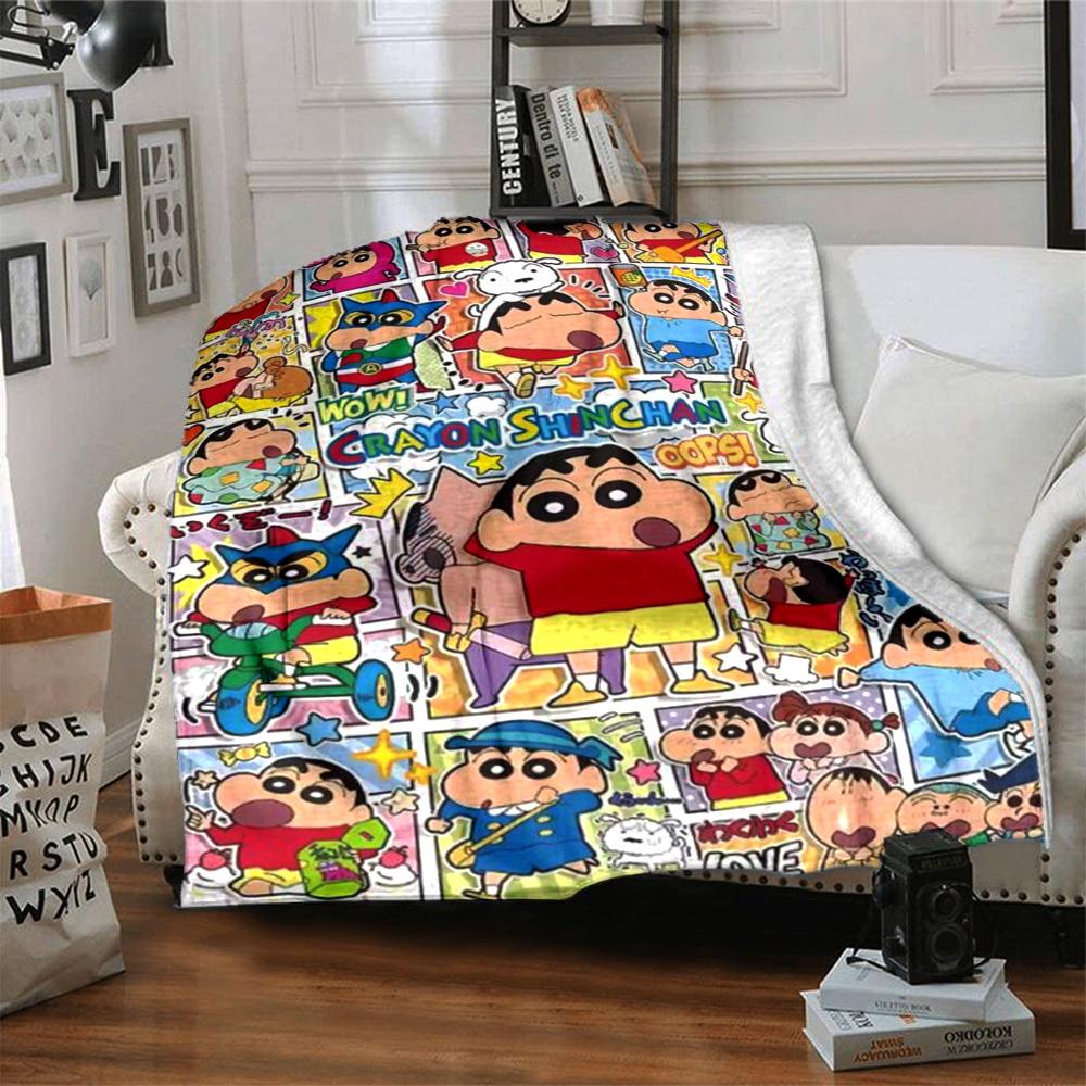 1PC Crayon Shin chan Blanket Lightweight Flannel Throw Blanket for Sofa, Bed, Travel, Camping, Livingroom, Office, Couch