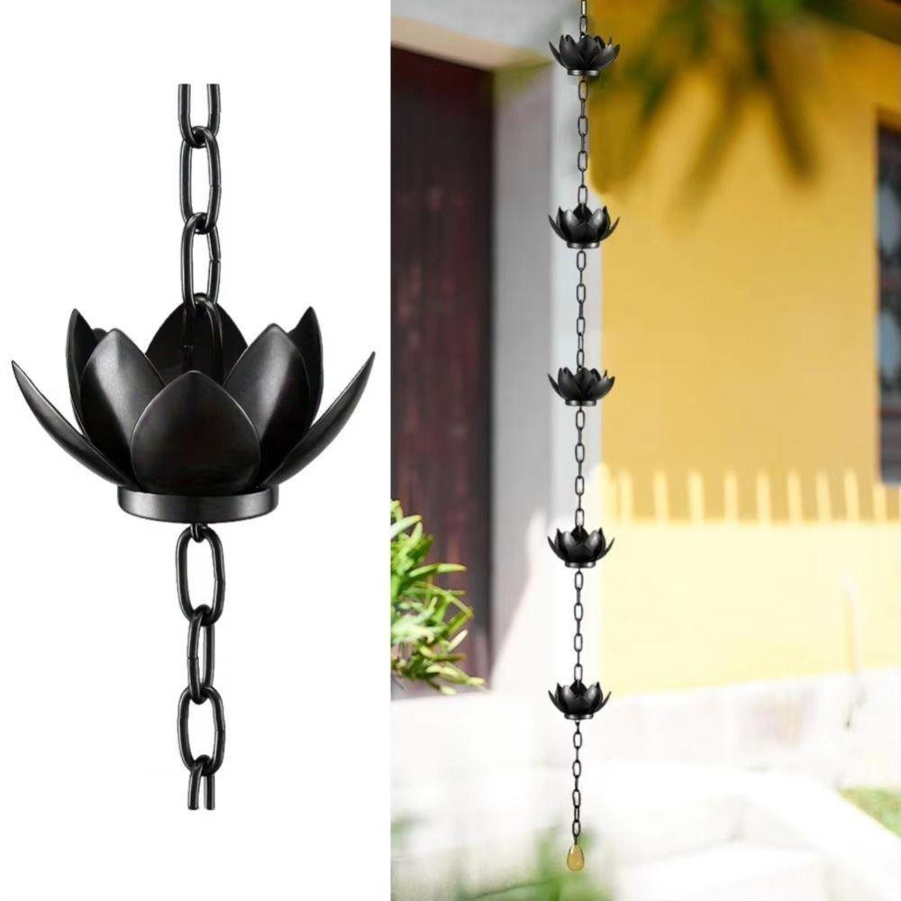 Gutter Rain Chain Adjustable Divert Water Rain Chain Cup Outdoor Metal Replacement Lotus Shape Rain Catcher Chain