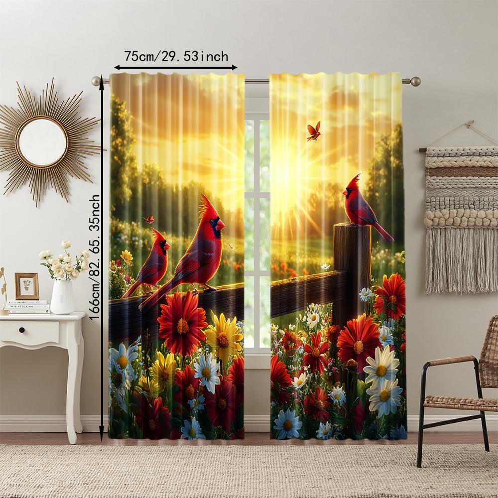 2 pcs   versatile polyester transparent curtains for home decoration Spring for use in bedrooms and living rooms