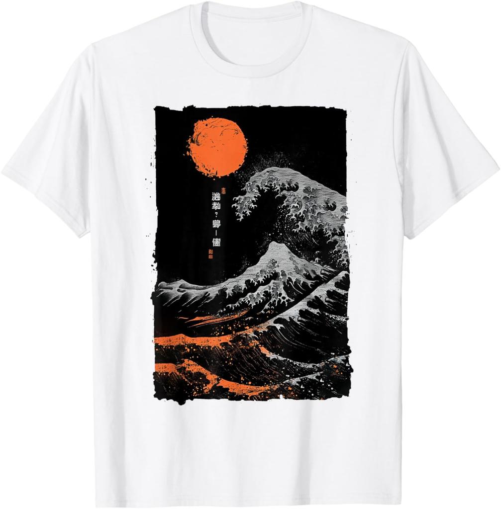 Graficzny T-shirt w Stylu Wielkiej Fali w Kanagawie Vintage Japoński Druk Artystyczny Casualowy T-shirt dla Mężczyzn