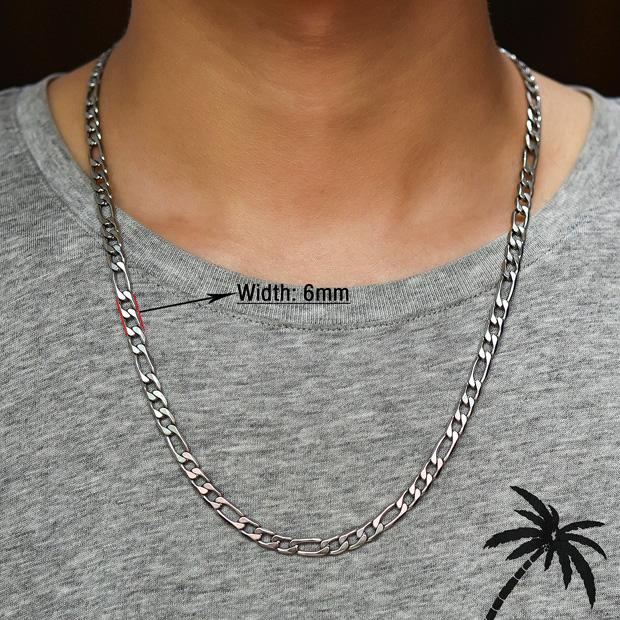 Classic Stainless Steel Figaro Chain Link Necklace Chains for Men Women Silver Choker Metal Jewelry Making Accessories