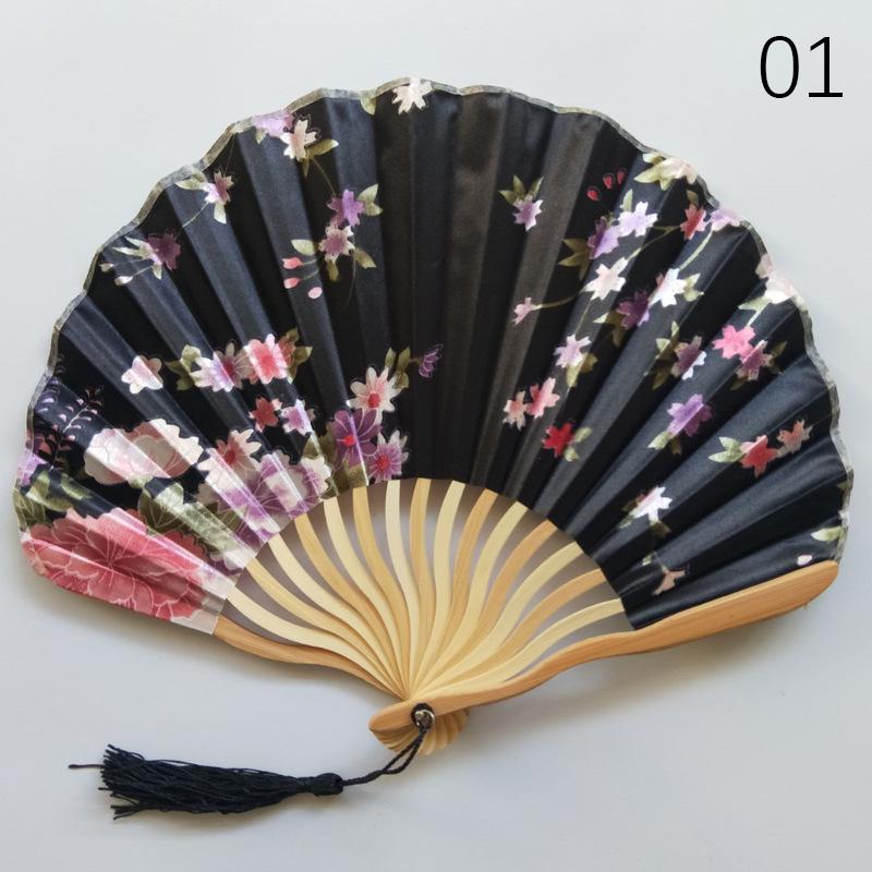 

Japanese Style Shell Fan Bamboo Retro Tassels Folding Fans Single-side Flower Wedding Hand Fans Crafts Kimono Fan Accessories