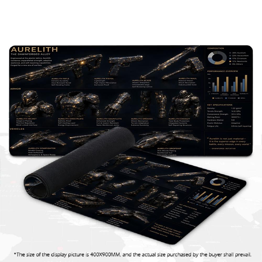 Sci-Fi Mech Rüstung Mecha Bauplan XXL Schreibtischunterlage Futuristische Gewehr Raumschiff Groß Rutschfest Gummi Tastatur Gaming Büro Mauspads