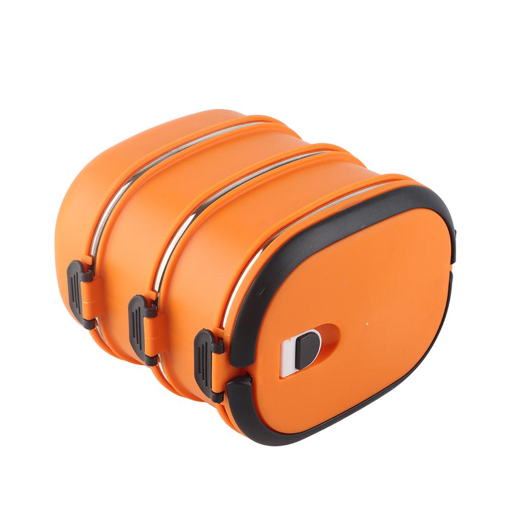 3 Layers Bento Box Stainless Steel Portable Insulated Lunch Containers for Office School Orange