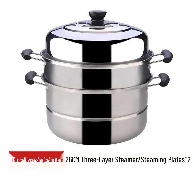 304 Stainless Steel Double Layer Steamer Pot for Induction and Gas Cookers