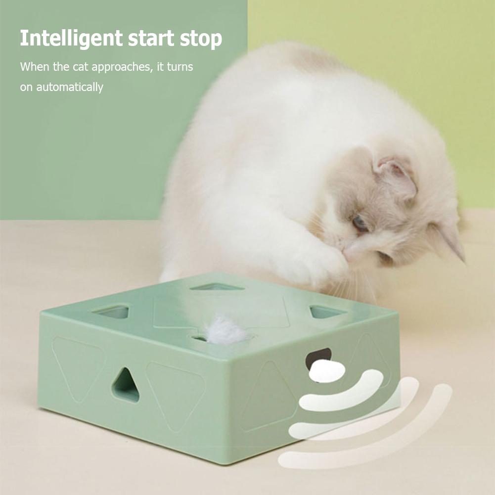 ABS Electric Cat Toy Type-c Charging Sqaure Magic Box Intelligent Cat Feather Toy Environmentally Friendly for Pet Accessories