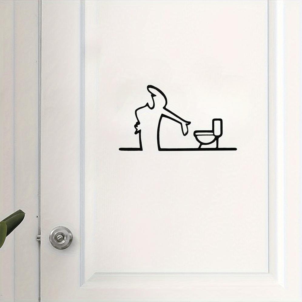 Toilet Signs 2D Flat Metal Bathroom Sign La Linea Minimalist Line Art Car Sticker Self Adhesive WC Toilet Iron Art Corner Decor