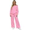 New solid color off-the-shoulder long-sleeved pullover women's sweater fashion casual wide-leg pants set