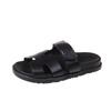 Women's Denim Leather Mix Slide Sandals, Summer Thick Sole Casual Flip Flops, Big Size