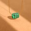 316 Stainless Steel Gold-Plated Fine Chain Fashion Necklace Square Natural Turquoise Pendant Necklace Women's Charm Zircon