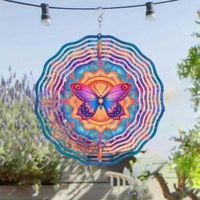 10 Zoll Metall Windspiel mit Schmetterlingsdesign 360 Drehbarer Haken für Rasen Balkon Terrasse Dekoration Kein Strom Benötigt Langlebige Hängende Dekoration