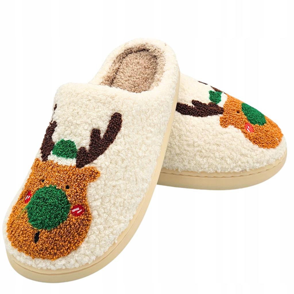 Women's Christmas Slippers Warm Home Slippers With Reindeer Size 37-38