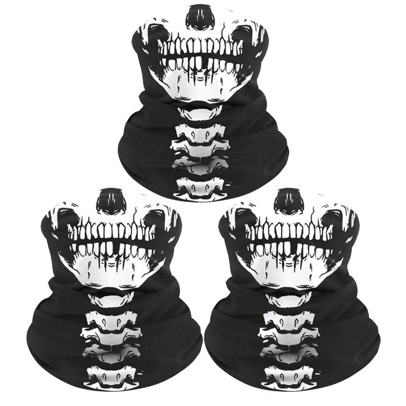 3 pcs Breathable Mask Skull Mask Seamless Balaclava Hat Headwear Scarf One size