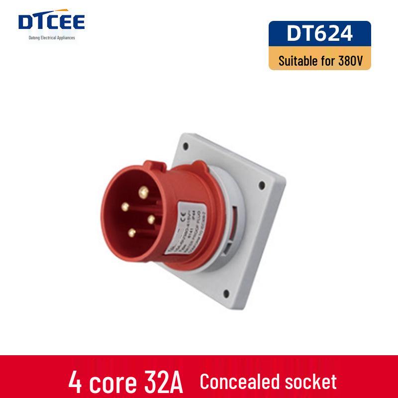 Waterproof 3-Phase 4-Pin 16A/32A IP44 Aviation Socket & Plug
