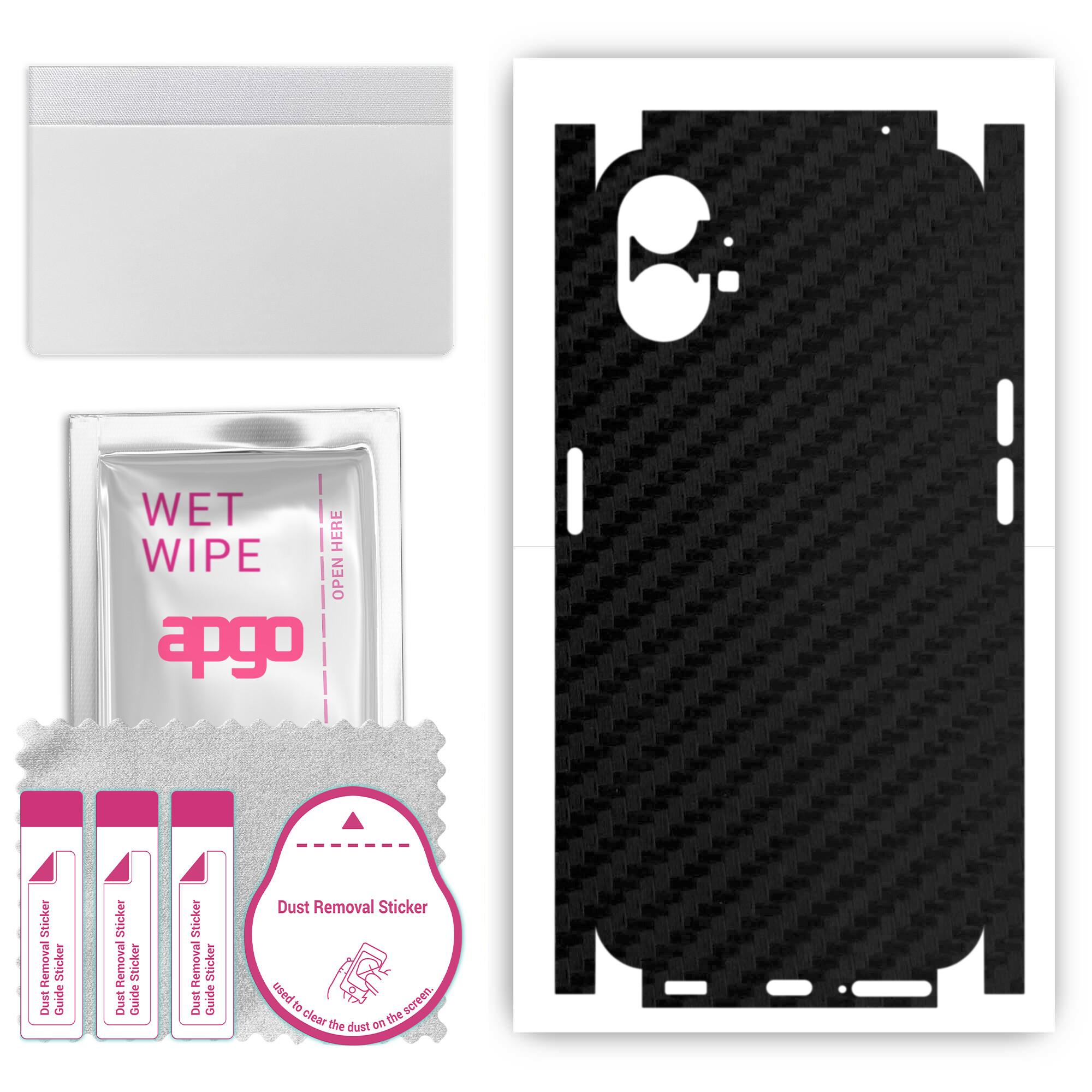 

Apgo Protective Skin Sticker for the back+sides compatible with Nothing Phone 1, Full Wrap Film, Foil, Vinyl - Pattern Carbon Black
