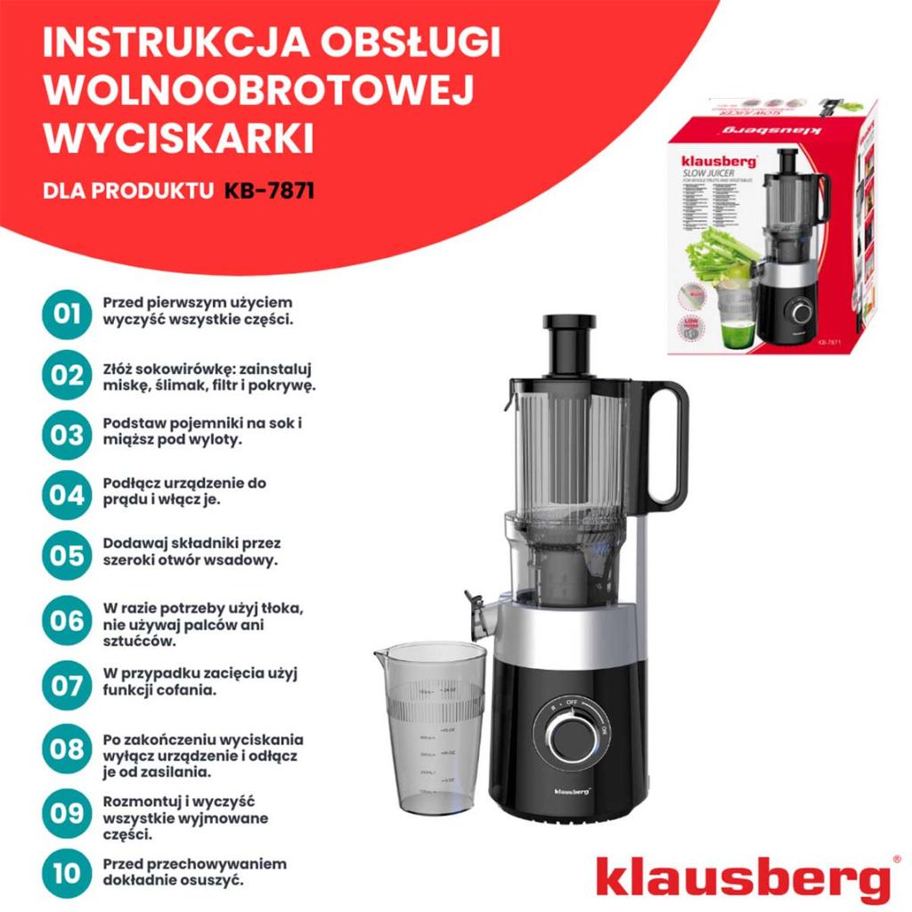 KLAUSBERG KB-7871 VERTICAL SLOW JUICER