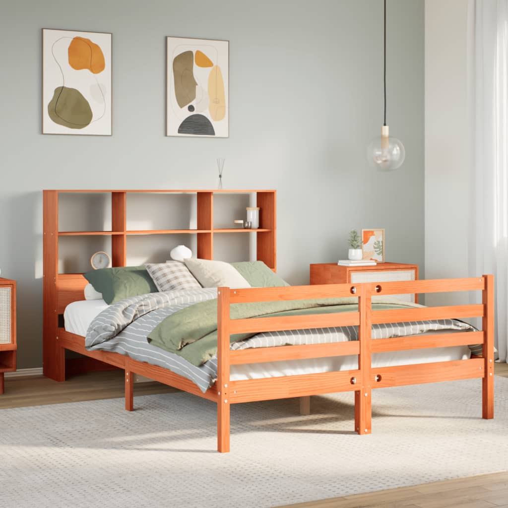 Solid Wood Bed without Mattress Wax Brown 150x200 cm Solid Wood