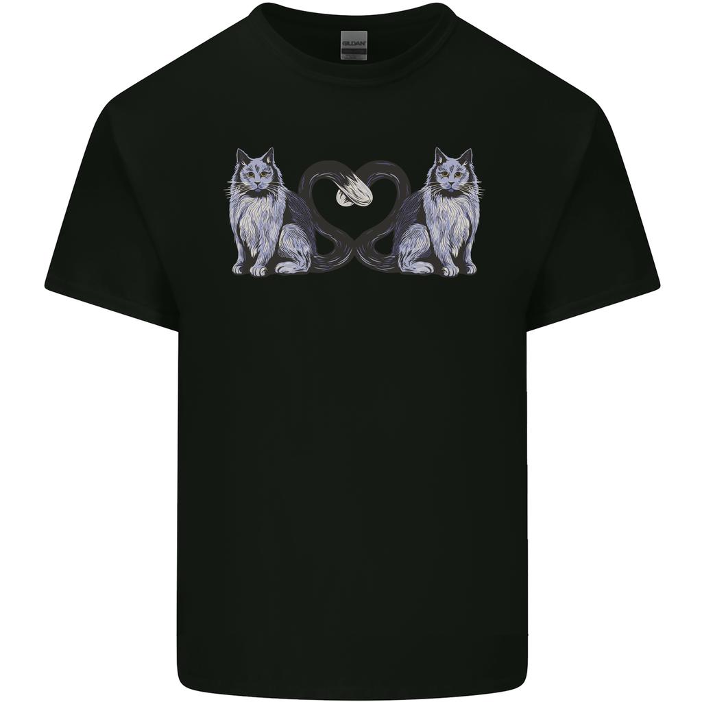 Two Heart Tailed Cats Love Unisexs Light Cotton TShirt
