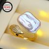 Natürliche Süßwasser Perle Ringe Für Frauen Mode Weibliche Zirkonia CZ Ring Perle Schmuck Einstellbare Ring