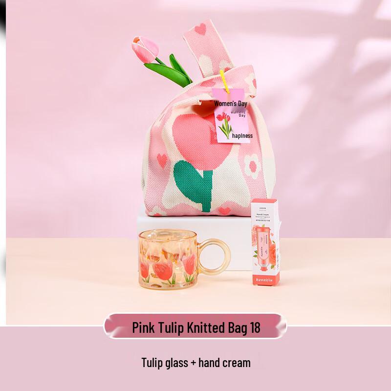 Ailan Huijia Розовая вязаная сумка-тюльпан Набор подарков ко Дню женщин Pink Tulip Knit Bag 18