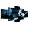 Modulární tištěný 5 kusů Zvířecí vlčí měsíc obraz na plátně domácí dekorace nástěnný obraz do obývacího pokoje plakáty a tisky Umělecká díla