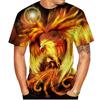 Brand new fashionable men's 3D Fire Phoenix high-grade printed casual short-sleeve outdoor sports quick-dry breathable comfortable T-shirt
