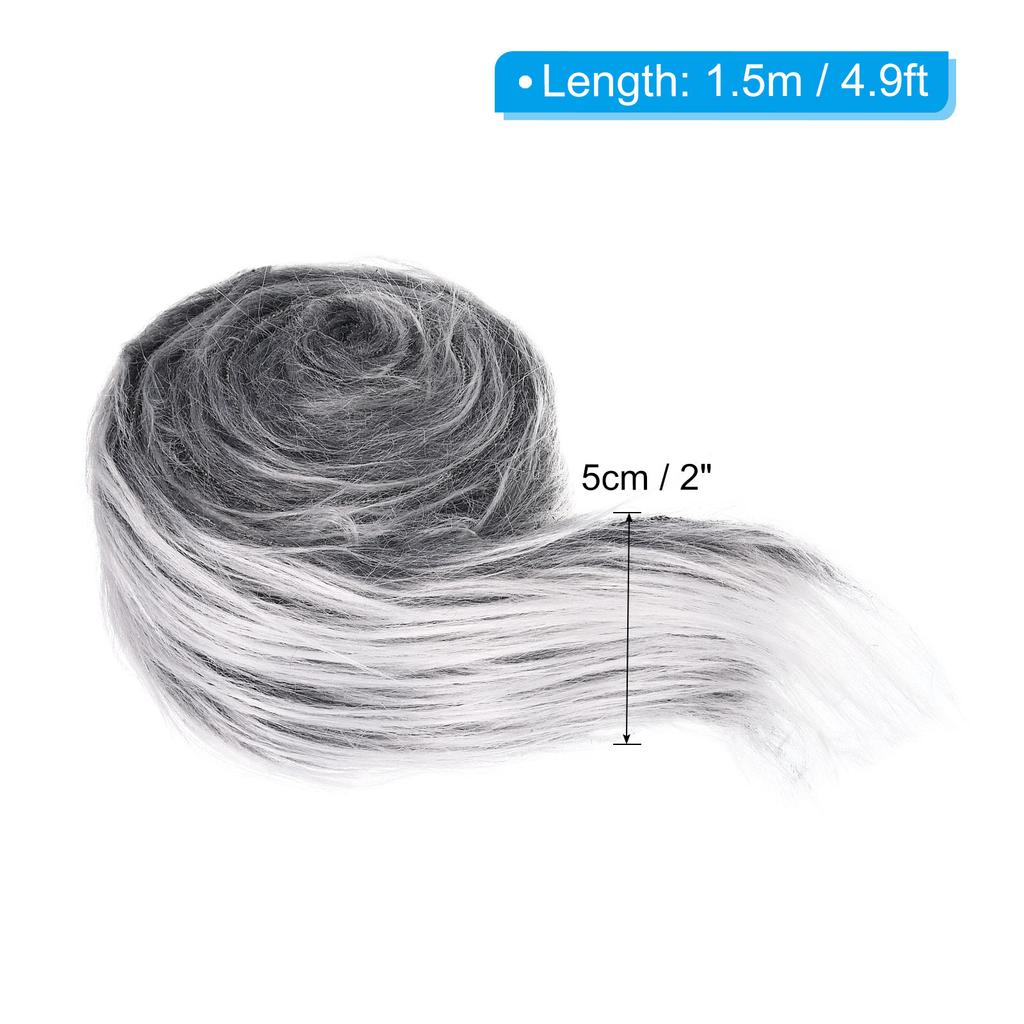 4.9ft x 2 in Faux Fur Fabric Roll, Plush Precut Strips for DIY Craft Christmas Decoration Cosplay Costume
