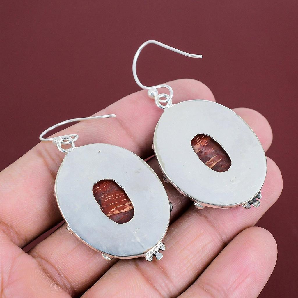 Red Snakeskin Jasper Earrings 925 Sterling Silver Earring Natural Gemstone Jewelry Earrings For Women Gifts For Mom Handmade Stylish Earring