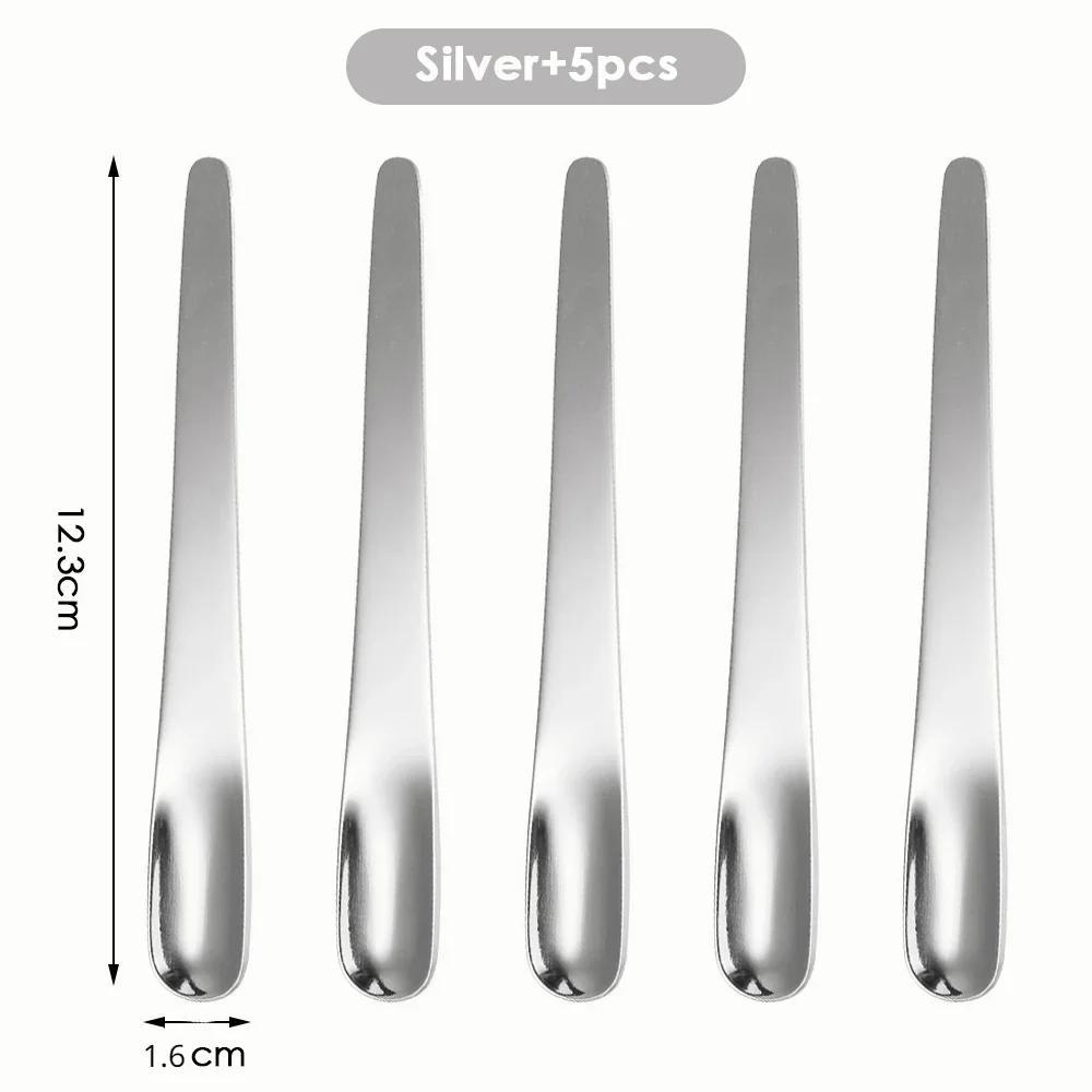 5PCS Coffee Spoon Stainless Steel Flat Spoon For Dessert Small Coffee Scoop Mixer Stirring Bar  Kitchen Tableware Spoon