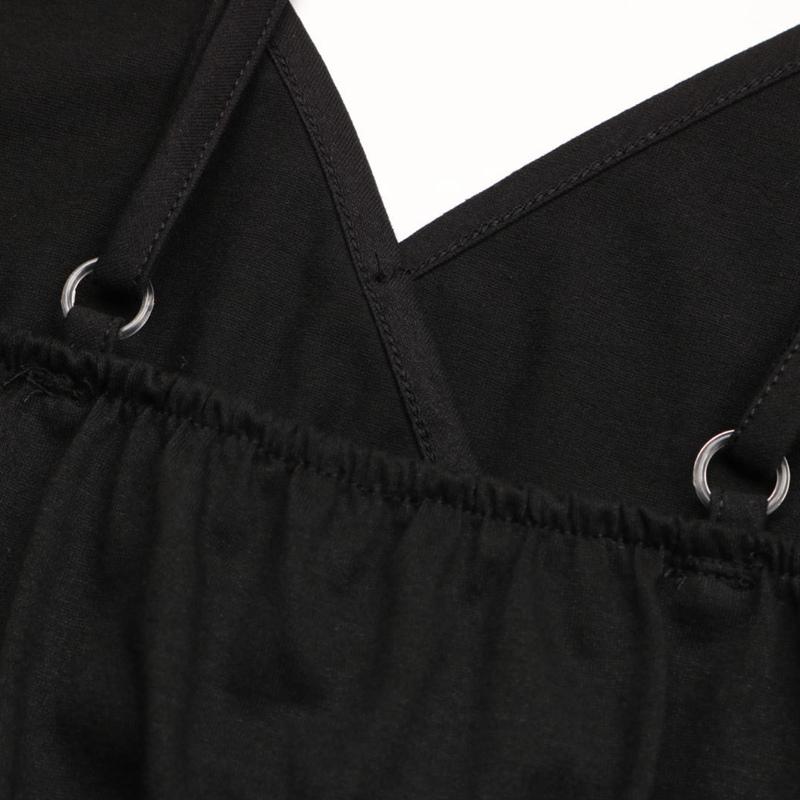 Women's Summer Open Back Solid Color V Neck Strap A-Line Irregular Short Dress