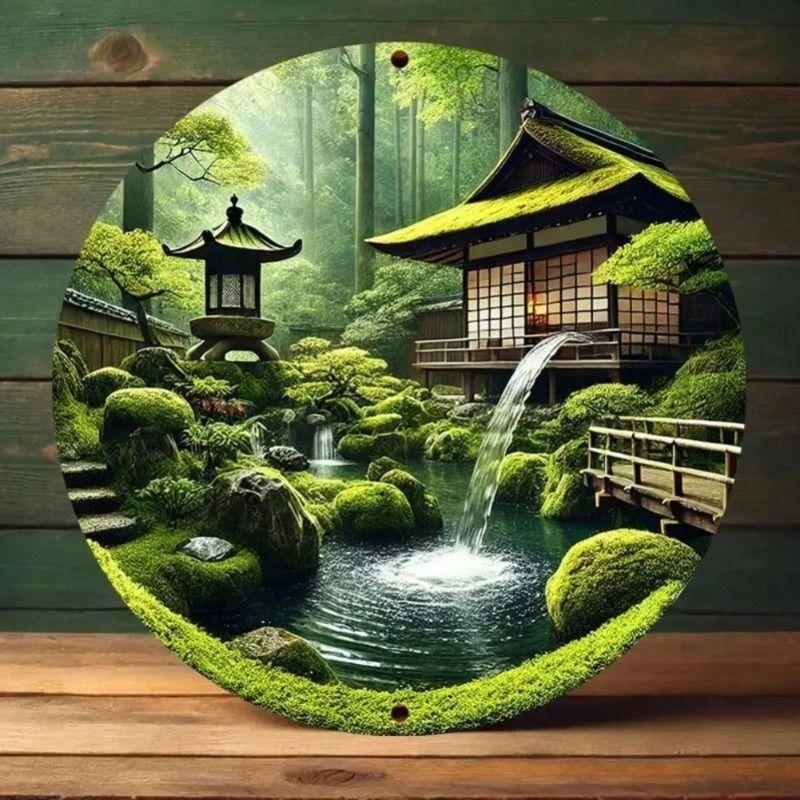 Round Metal Tin Sign Wall Art Home Living Room Office Cafe Decor 20x20cm