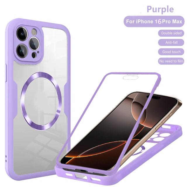 For IPhone 16 15 14 11 12 13 Pro Max 360° Fully Protected Double-sided Magnetic Cases For Magsafe Wireless Charge Protect  Cover