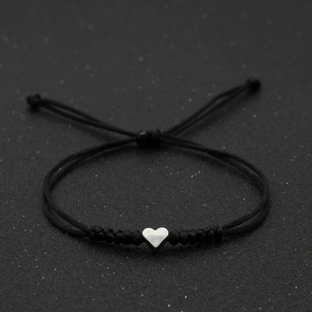 Hot Golden Silvery Heart Braided Rope Adjustable Bracelet Unisex Trendy Fashion Simple Versatile Couple Jewelry Gift Wholesale