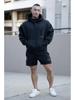YOUNGLA Men's Oversized Pullover Hoodie Double-Layer Printed Fitness Jacket